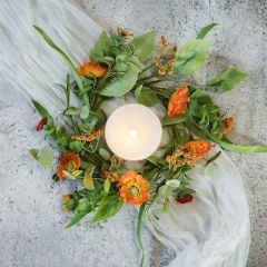 Faux Daisy and Orange Poppy Candle Ring