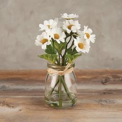 Faux Daisy Bouquet in Jar Vase