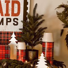 Faux Evergreen In Textured Metal Pot