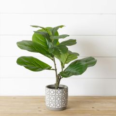 Faux Fiddle Leaf Fig In Geometric Pot