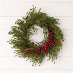 Faux Fir with Pinecones and Berries Wreath