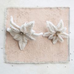 Faux Fur Poinsettia With Glitter Stem