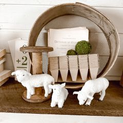 Faux Fur Farm Animal Figurine Set of 3