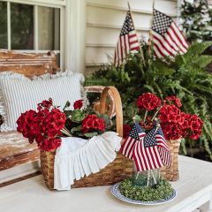 Faux Red Geranium Bush