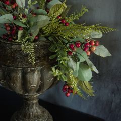 Faux Greenery Bush With Mixed Berries Set of 3