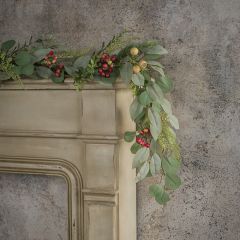 Faux Greenery Garland With Mixed Berries