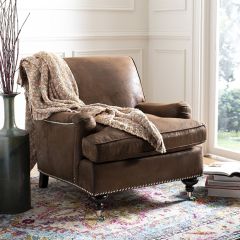 Faux Leather Rolling Club Chair