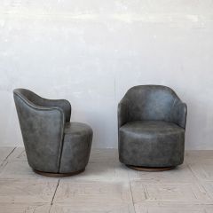 Faux Leather Upholstered Modern Swivel Chair