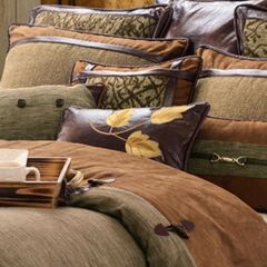 Faux Leather With Embroidered Leaf Lumbar Pillow