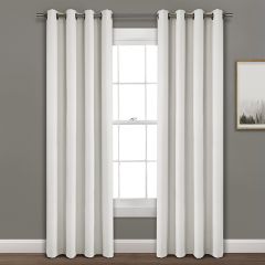 Faux Linen White Blackout Curtain Panel 84 Inch Set of 2
