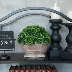 Faux Lush Greenery In Oblong Ceramic Pot