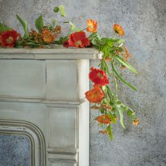 Faux Orange Poppies and Daisies Garland