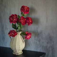 Faux Rich Red Peony Stem Set of 6