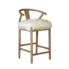 Faux Sheepskin Seat Counter Stool