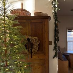 Faux Tan Cypress Wreath With Velvet Bow