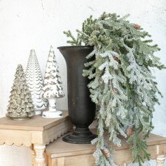 Faux Weeping Flocked Pine Stem