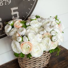 Faux White and Cream Ranunculus Bundle
