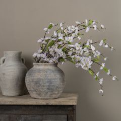 Faux White Cherry Blossom Bush Set of 3