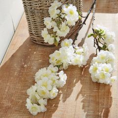 Faux White Cherry Blossom Stem