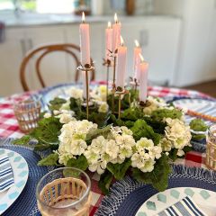 Faux White Geranium Candle Wreath