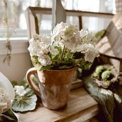 Faux White Geranium Spray
