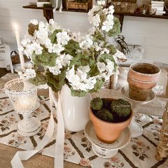 Faux White Geranium Stems Bush