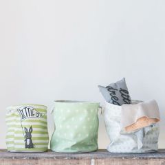 Round Canvas Nursery Basket Set of 3