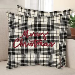Merry Christmas Plaid Accent Pillow