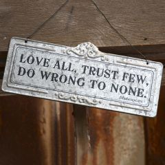 Hanging Stamped Metal Inspirational Sign Trust