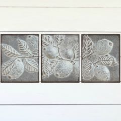 Embossed Lemon Branch Metal Wall Decor Set of 3