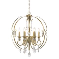Ella 6 Light Chandelier in White Gold