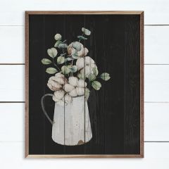 White Cotton Vase Black Wall Art