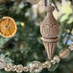 Feathered Finish Rustic Wood Cottage Finial Ornaments Set of 3