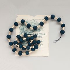 Felt Ball Garland With Wood Beads Set of 2
