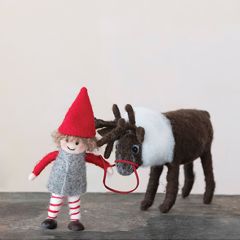 Felt Elf And Reindeer Tabletop Accent