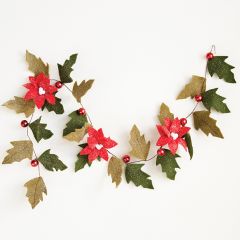 Felt Poinsettia With Foliage Garland