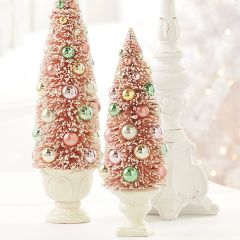 Festive Bottle Brush Tree In Urn Set of 2