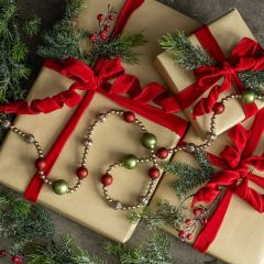 Festive Christmas Round Beaded Glass Garland