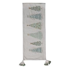 Festive Christmas Tree Table Runner with Tassels