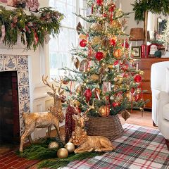 Festive Deer With Wreath Figurine