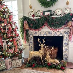 Festive Deer With Wreath Figurine