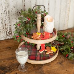 Festive Farmhouse Christmas Plaid Tiered Tray