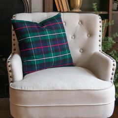 Festive Farmhouse Green Tartan Accent Pillow