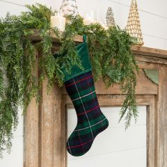 Festive Farmhouse Green Tartan Stocking Set of 2