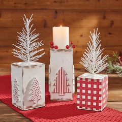 Festive Farmhouse Pillar Candle Holders Set of 3