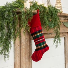Festive Farmhouse Red Tartan Stocking