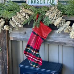 Festive Farmhouse Red Tartan Stocking