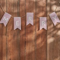 Festive Farmhouse Striped Merry Banner Sign