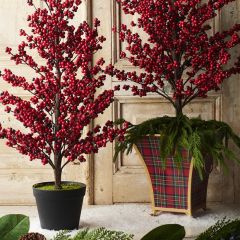 Festive Footed Plaid Cache Pots Set of 2
