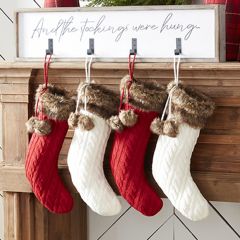 Festive Fur Trim Cable Knit Stocking